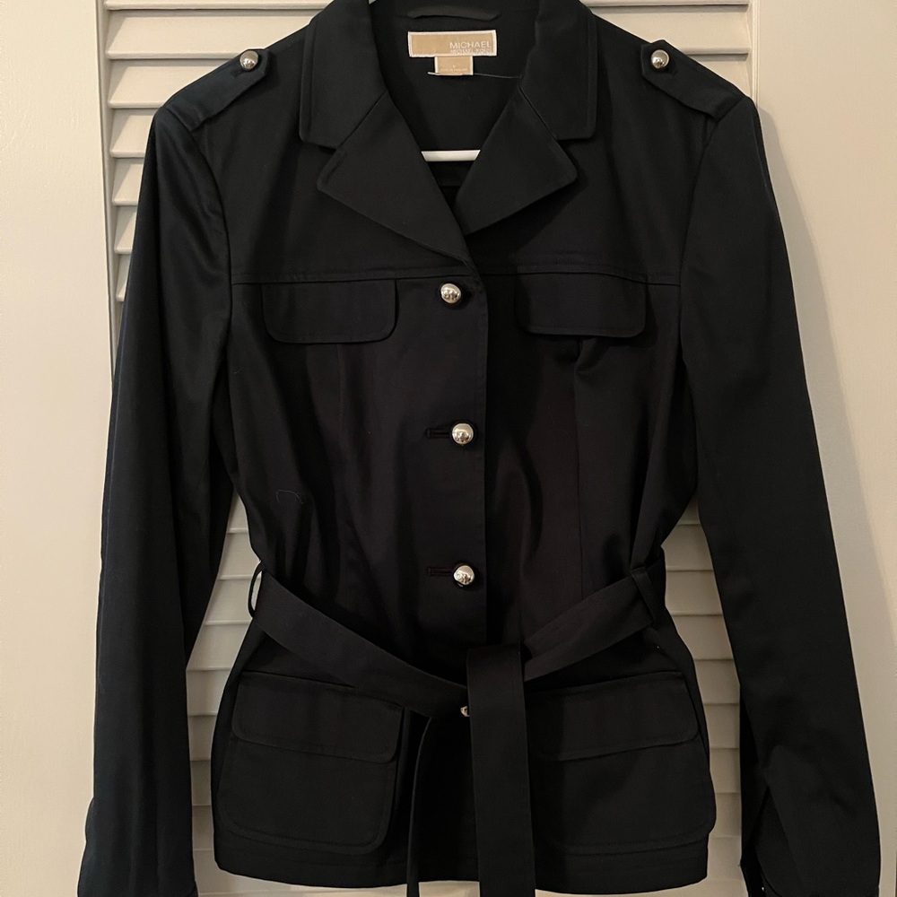 Michael Kors Navy Blue Utility Jacket with Belt - size 12